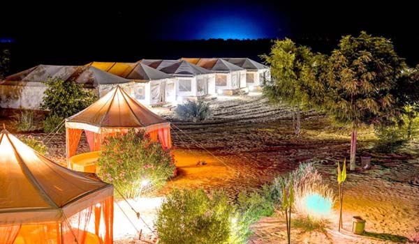 Swiss tent camp on sand dunes